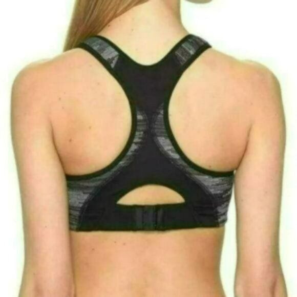 Brooks Rebound Racer Women's XS Black & Gray Adjustable Unpadded Sports Bra - Picture 2 of 8